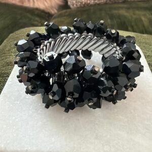 Vintage black beaded cha cha stretch bracelet